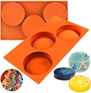 Funshowcase 3-Cavity Large Round Disc Candy Silicone Molds 2-Bundle