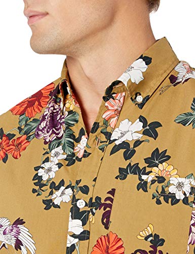 Men's Slim-Fit Short-Sleeve Poplin Shirt, Abstract Floral Print, X-Large