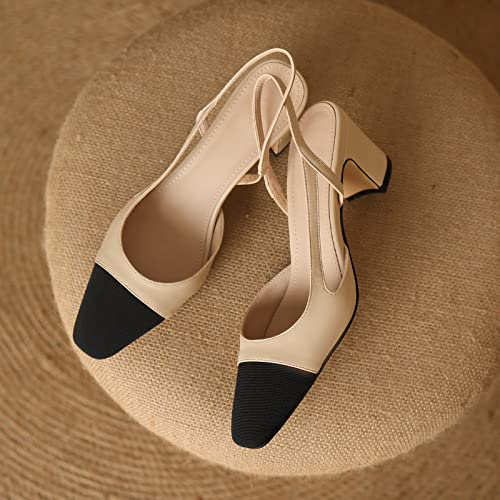 Women Sling Back Pumps Chunky Heels Wedding Shoes