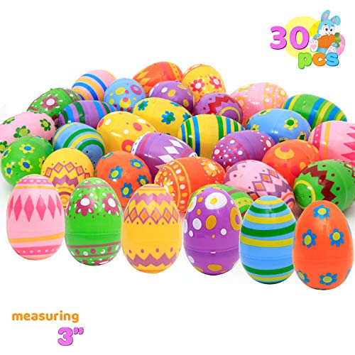 30 Pcs Printed Jumbo Plastic Eggs for Easter Egg Hunt Event, Party Favor