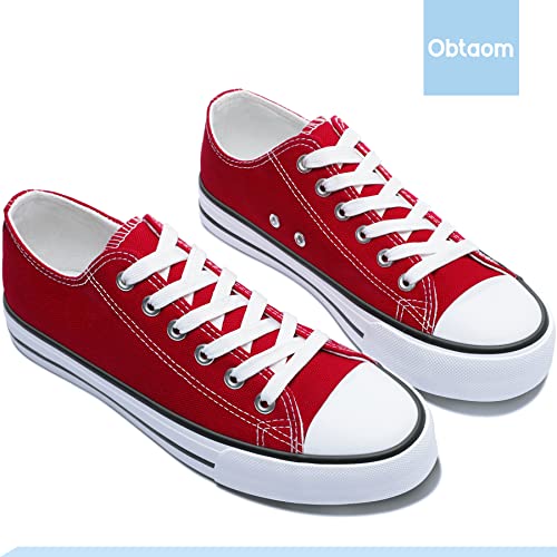 Women’s Red Canvas Shoes Low Top Fashion Sneakers