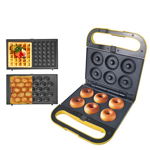 3 Interchangeable Baking Plates for Making Doughnut or Waffle Maker