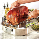 Dishwasher Safe Large 13 x 16-Inch Roaster with Nonstick Rack Cookware, 25-lbs, Silver