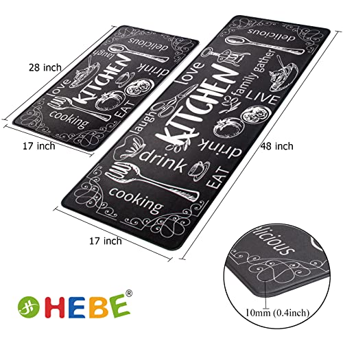 Kitchen Mat Set of 2 Non Slip Thick Cushioned Kitchen Rug Sets