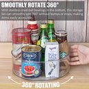 2 Pack Round Plastic Clear Rotating Turntable Organization & Storage Container Bins