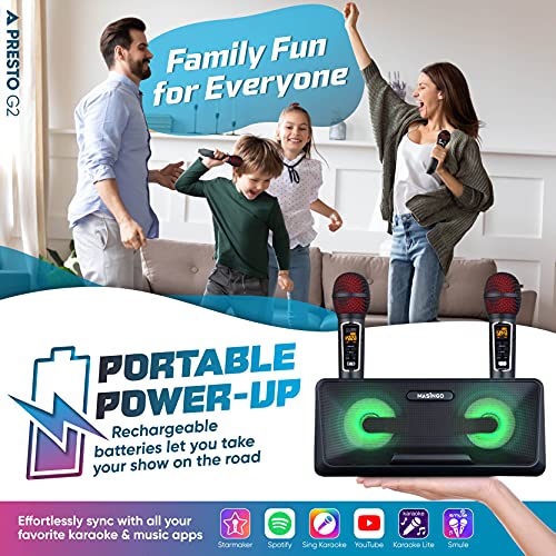 Karaoke Machine for Adults and Kids W/Portable Bluetooth Speakers, 2 W