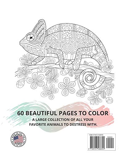 60 Stress Relieving Animals Designs: A Lot of Relaxing and Beautiful Scenes for Adults