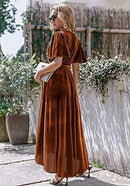 Women's Prom Fall Velvet Wrap Dress Cocktail Long Maxi Dress