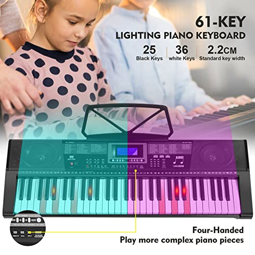 61 Key Piano Keyboard, Learning Keyboard Piano with Light Up Keys, Electric Piano