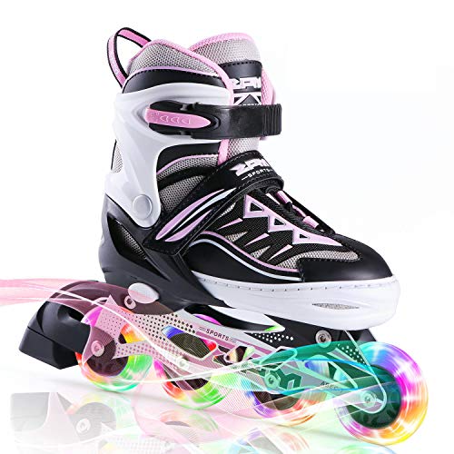 2pm Sports Cytia Pink Girls Adjustable Illuminating Inline Skates with Light up Wheels