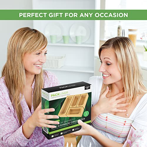 Bamboo Food Storage Bag Holder Organizer Boxes for Kitchen Drawers, 4 Pc. Set