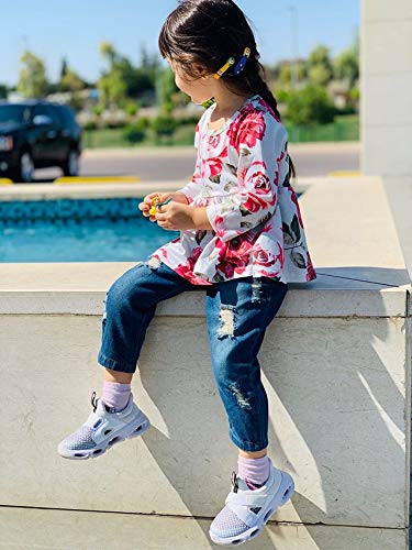 Girl Clothes Outfits, Cute Toddler Baby Ruffle Sleeve Floral T-Shirt Tops with Ripped Jeans Pants Set