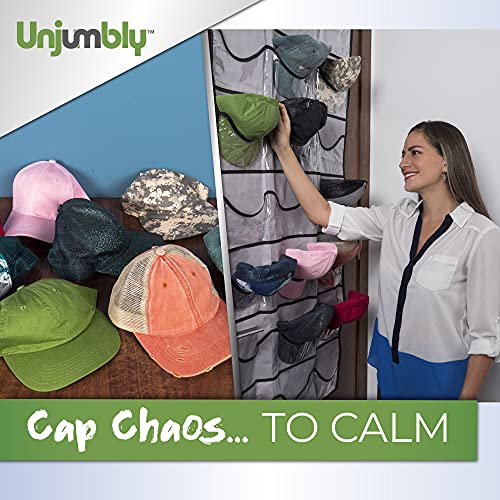 Baseball Hat Rack from Unjumbly, 24 Pocket Over-The-Door Cap Organizer