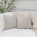 Grey and Beige Patchwork Farmhouse Throw Pillow Covers 16 x 16 Inch