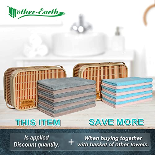 Hand Towels for Bathroom, Fingertip Towels Set in Bamboo Basket - 11x18 inches