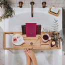Pristine Bamboo Bath Caddy Tray for Tub-with iPad iPhone Book / Wine Glass Holder