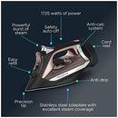 Steam Iron with Retractable Cord and Stainless Steel Soleplate, Black