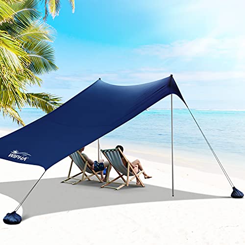 WIPHA Beach Tent-Family Portable Beach Canopy for 4-6 Adults-UPF 50+ Sand Free