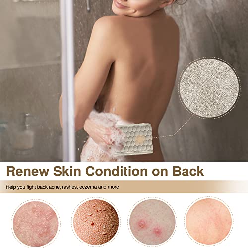 Exfoliating Back Scrubber& Exfoliating Sponge Pad Set for Shower