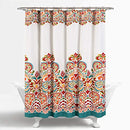 Clara Shower Curtain-Fabric Colorful Boho Paisley Damask Print Design, 72” x 72”,
