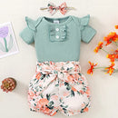 Newborn Baby Girl Clothes Romper Shorts Set Baby Girl Summer Outfits Baby Girl Stuff Gifts Cute Baby Girls' Clothing Green 3-6 Months Girl Clothes