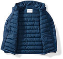 Boys' Lightweight Water-Resistant Packable Hooded Puffer Coat, Navy, X-Large