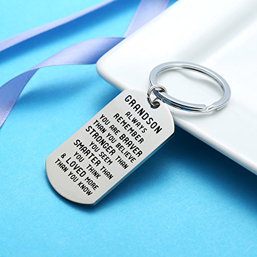 Keychain Inspirational Gifts for Grandson from  Grandparents Powerful Message