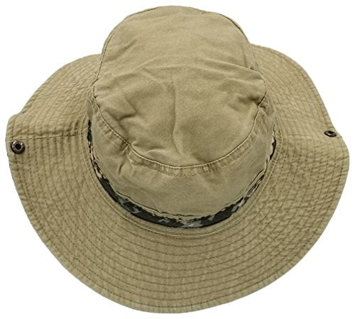 Outdoor Summer Boonie Hat for Hiking, Camping, Fishing, Operator Floppy Military Camo Sun Cap for Men or Women (Tan)