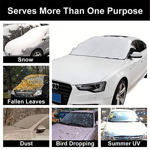 Winter Windshield Cover for Ice Frost with Magnetic Edge, Fit Most Cars and SUV, Silver