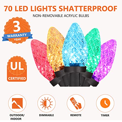 70 LED 45ft Color Changing String Lights, Dimmable Waterproof Connectable Tree Lights