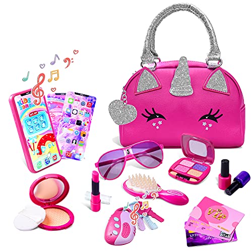 Unicorns Gifts for Girls Purse - Toddler Purse Set Pretend Play Makeup Toys