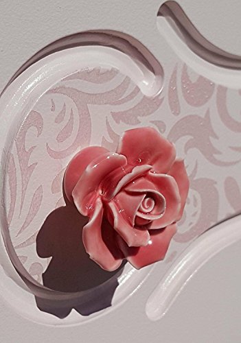 8Pcs Elegant Pink Rose Pulls Flower Ceramic Cabinet Knobs Cupboard Drawer