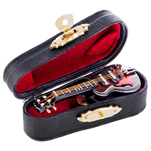 Women's Miniature Musical Instrument Lapel Pins - Velvet Lined Case - Electric Guitar