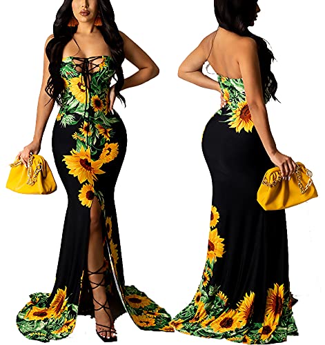 Women's Sexy Off Shoulder Maxi Dress Summer Backless Floral Long Dresses