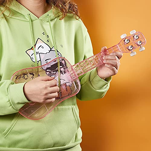 TienClef 21 Inch Concert Soprano Ukuleles for Beginners with Gig Bag Carbon String Integrated Molding Transparent Ukalalee Set for Kids Adults Starter (Pink)