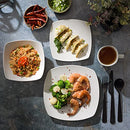 lZen Buffet Porcelain Dinnerware Set, Service for 4 (16pcs), White (Square)