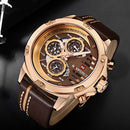 NAVIFORCE Mens Military Watches Sport Waterproof Quartz Leather Casual Date Luxury Wrist Watch Rose Gold