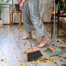 Broom and Dustpan Set for Home, Stand Up Broom and Dustpan (Green&Orange)