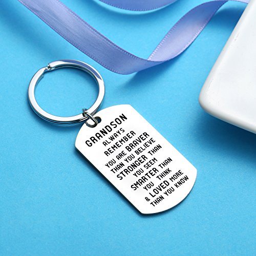 Keychain Inspirational Gifts for Grandson from  Grandparents Powerful Message
