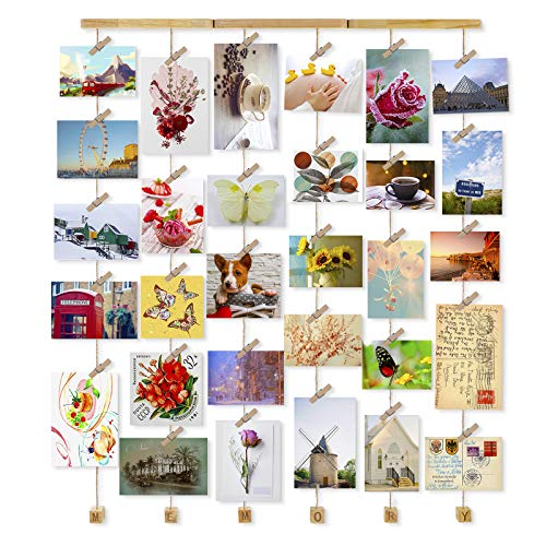 Love-KANKEI Wall Hanging Picture Photo Frames 26 by 29 Inch with 30 Wooden Clip