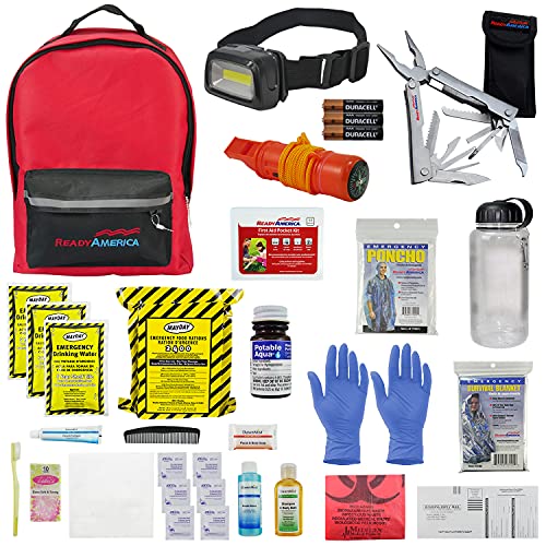 72 Hour Deluxe Emergency Kit, 1-Person 3-Day Backpack, First Aid Kit, Survival Blanket