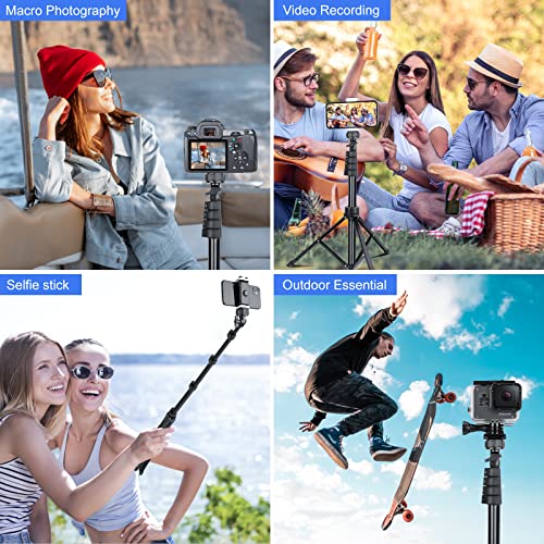 62" Phone Tripod & Selfie Stick, Extendable Cell Phone Tripod Stand with Wireless Remote