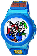 Kids Nintendo Super Mario and Luigi Blue Digital LCD Quartz Flip Open Wrist Watch