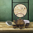 6-piece Japanese Cast Iron Pot Tea Set with Trivet, Golden Peony (40 oz)