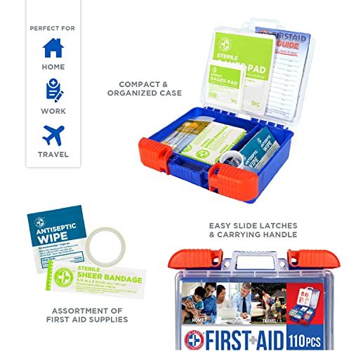 110 Piece First Aid Kit: Clean, Treat, Protect Minor Cuts, Scrapes