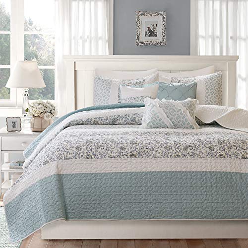 Dawn 6 Piece Cotton Percale Quilted Coverlet Set, Blue