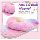 Kids Flip Flop Slippers Soft Plush Fuzzy House Home Thong Slippers for Boys and Girls
