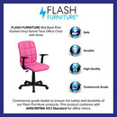 Mid-Back Pink Quilted Vinyl Swivel Task Office Chair with Arms