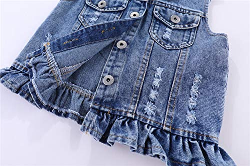 Mud Kingdom Little Girls Ripped Denim Vest Wonderful Hat Sequins Blue 5T