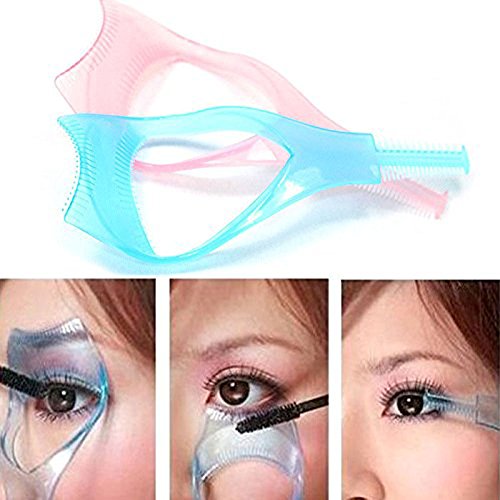 2Pcs Plastic 3 in 1 Makeup Cosmetic Eyelash Tool Upper Lower Eye Lash Mascara